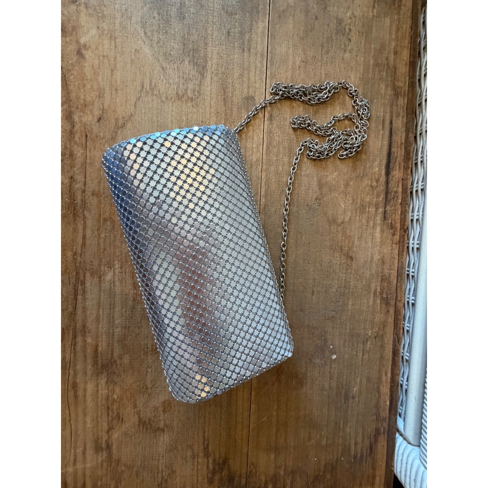 Gunne Sax Jessica McClintock Silver Chainmail Mesh Clutch Evening Bag 15315